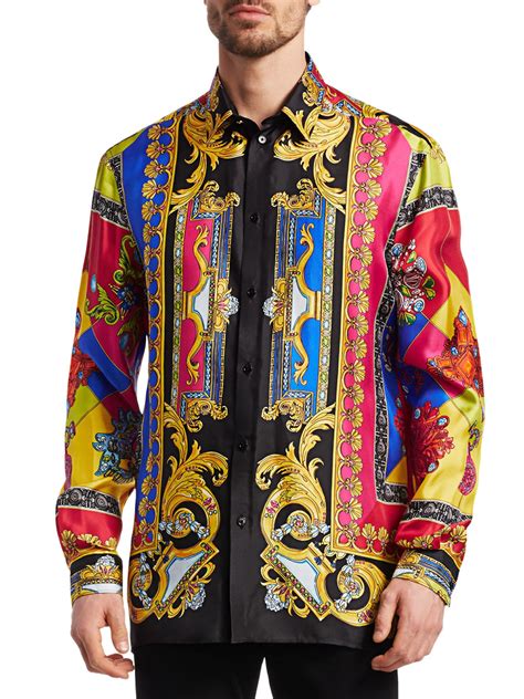 versace men silk shirt|versace collection men shirt.